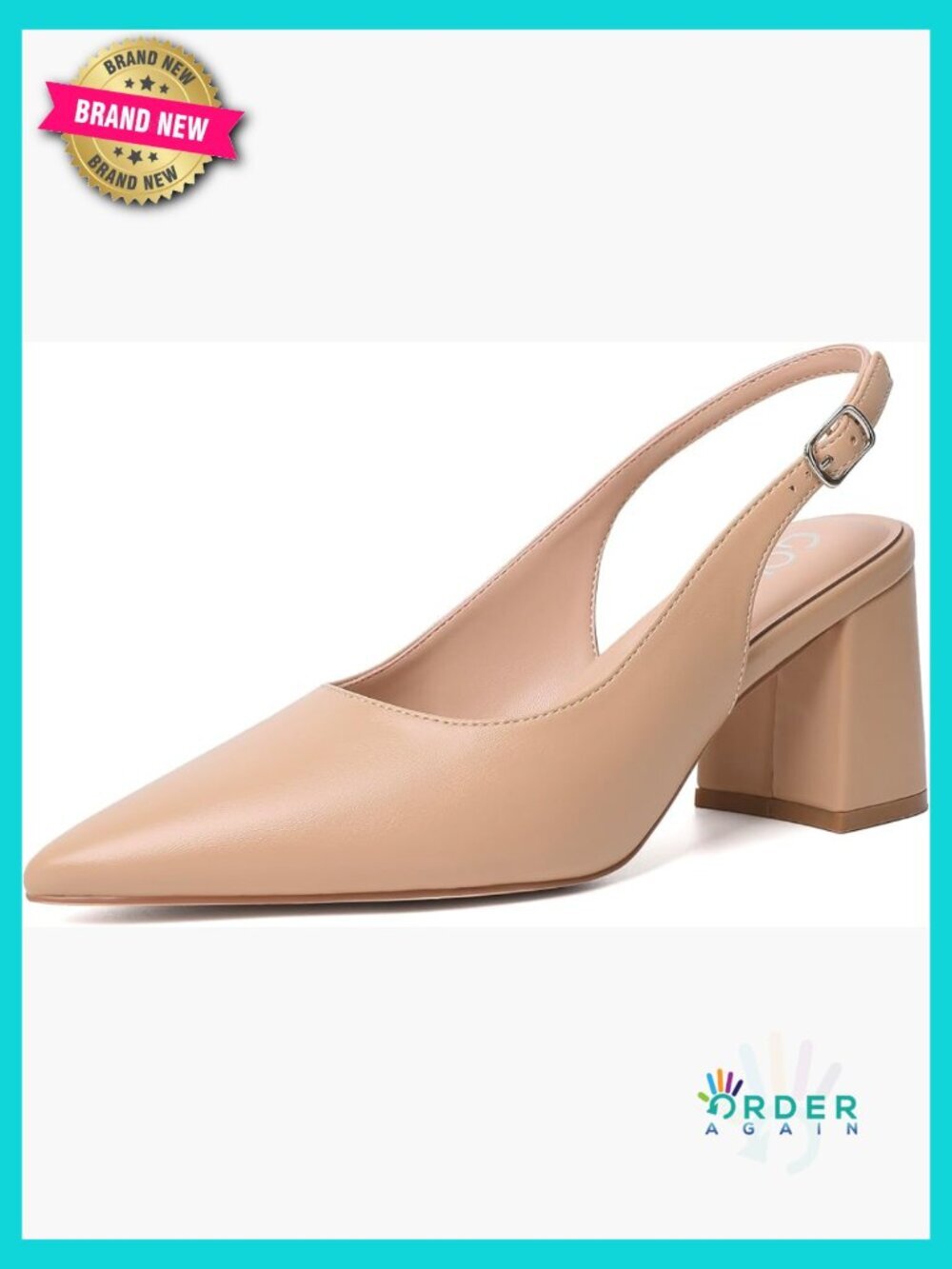 Chunky Block Heels Pointed Closed Toe Slingback Office Pumps Business Casual